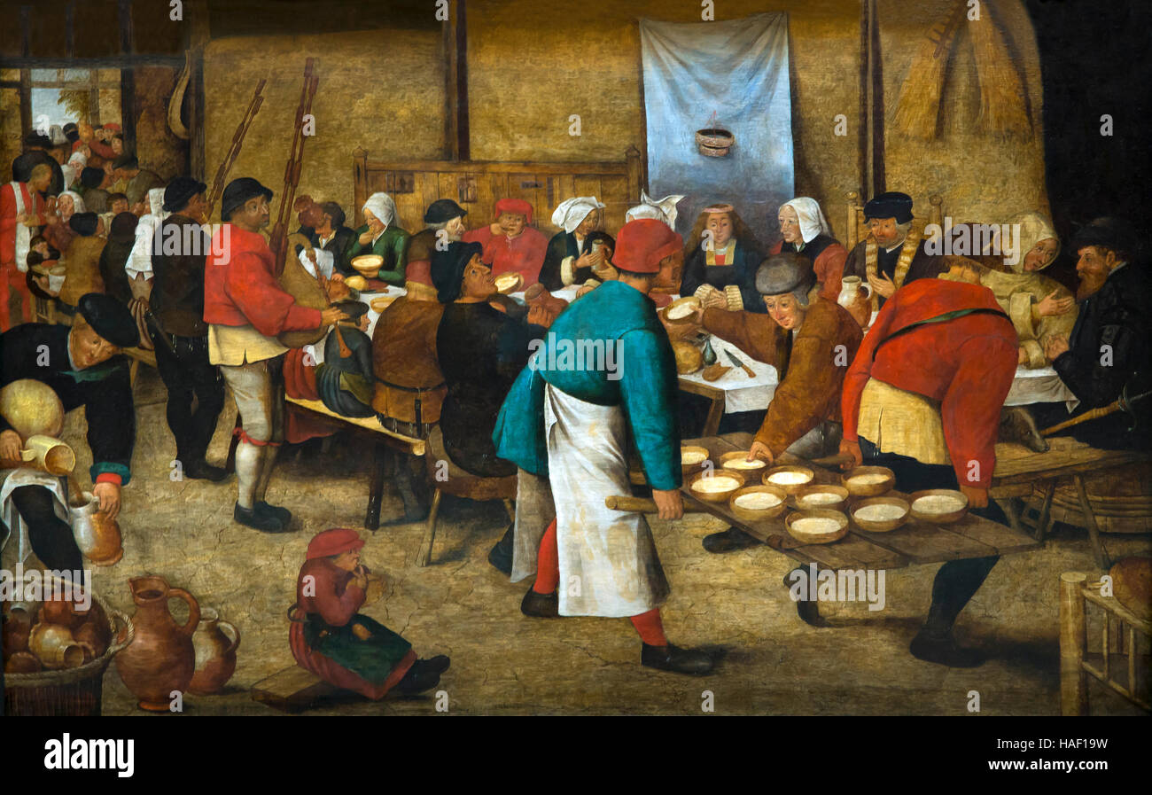 Matrimonio Contadino in un granaio, di Pieter Brueghel il Giovane, circa 1616, il Museo delle Belle Arti, Ghent, Belgio Fiandre Occidentali, Belgio, Europa Foto Stock