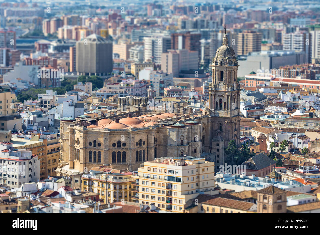 Vista aerea sulla Cattedrale di Malaga, Andalusia, Spagna Foto Stock