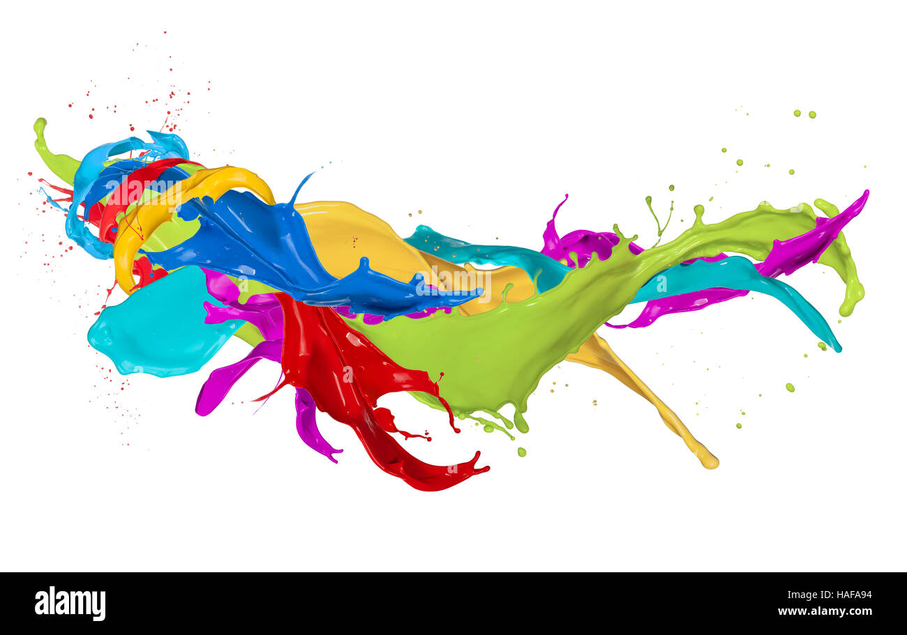 Di colore in astratto splash isolati su sfondo bianco Foto Stock