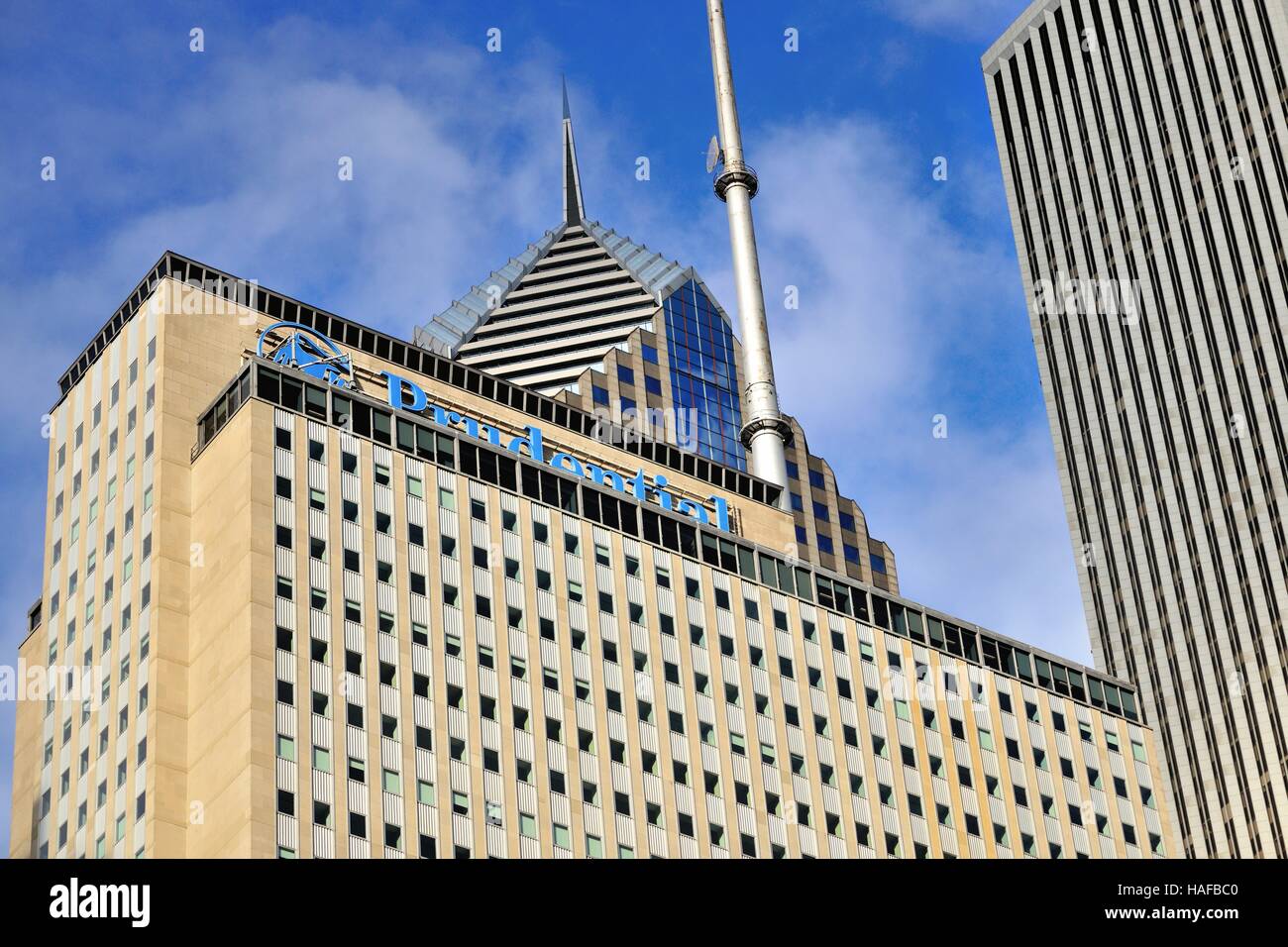 Una vista di uno Prudential Plaza, una volta che l'edificio più alto di Chicago. Chicago, Illinois, Stati Uniti d'America. Foto Stock