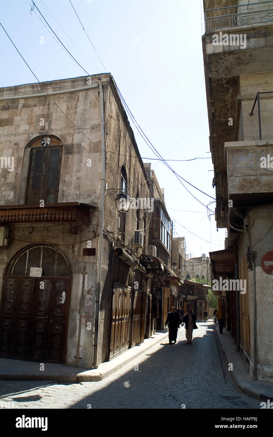 Una strada nel quartiere Al-Jdeida di Aleppo nella Siria settentrionale prima del 2012 la guerra civile. Foto Stock