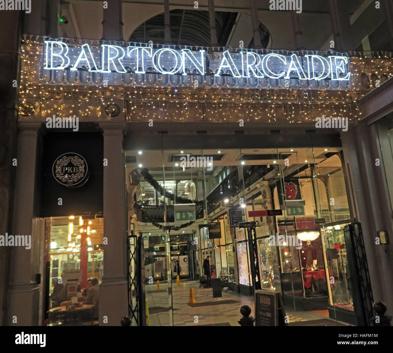 Barton Arcade,Manchester shopping al dettaglio, l'inverno,l'Inghilterra, Regno Unito Foto Stock