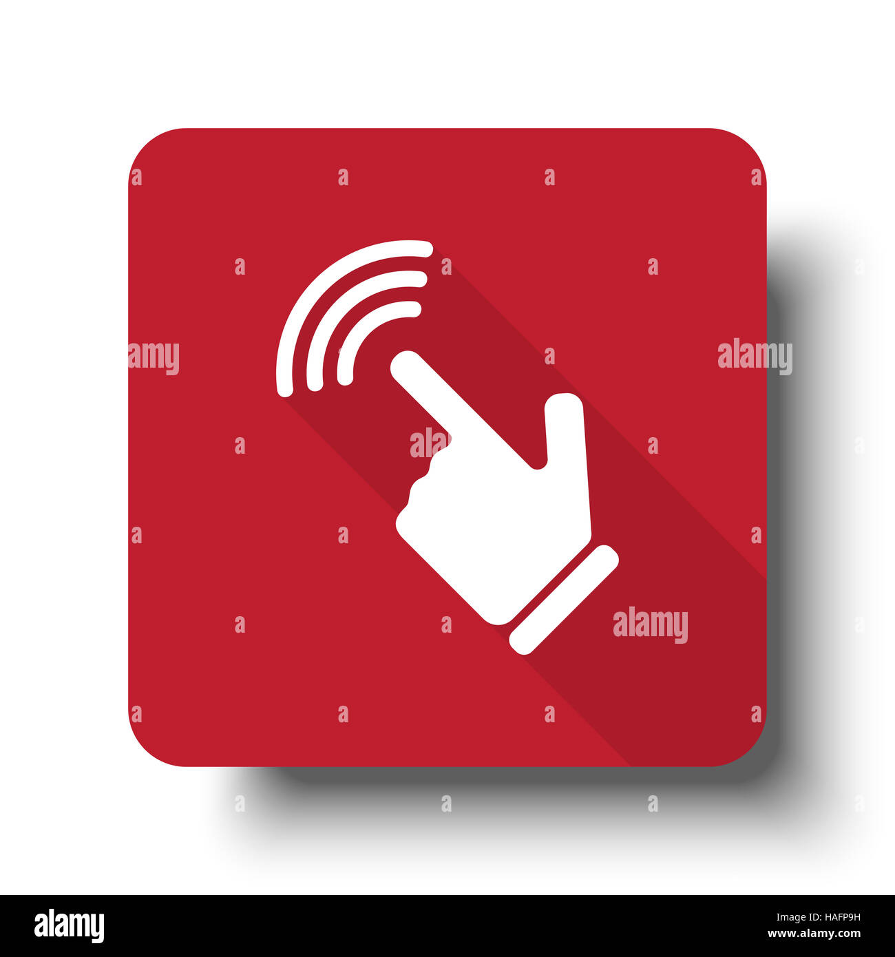 Flat Touch Screen icona web sul pulsante rosso con ombra Foto Stock