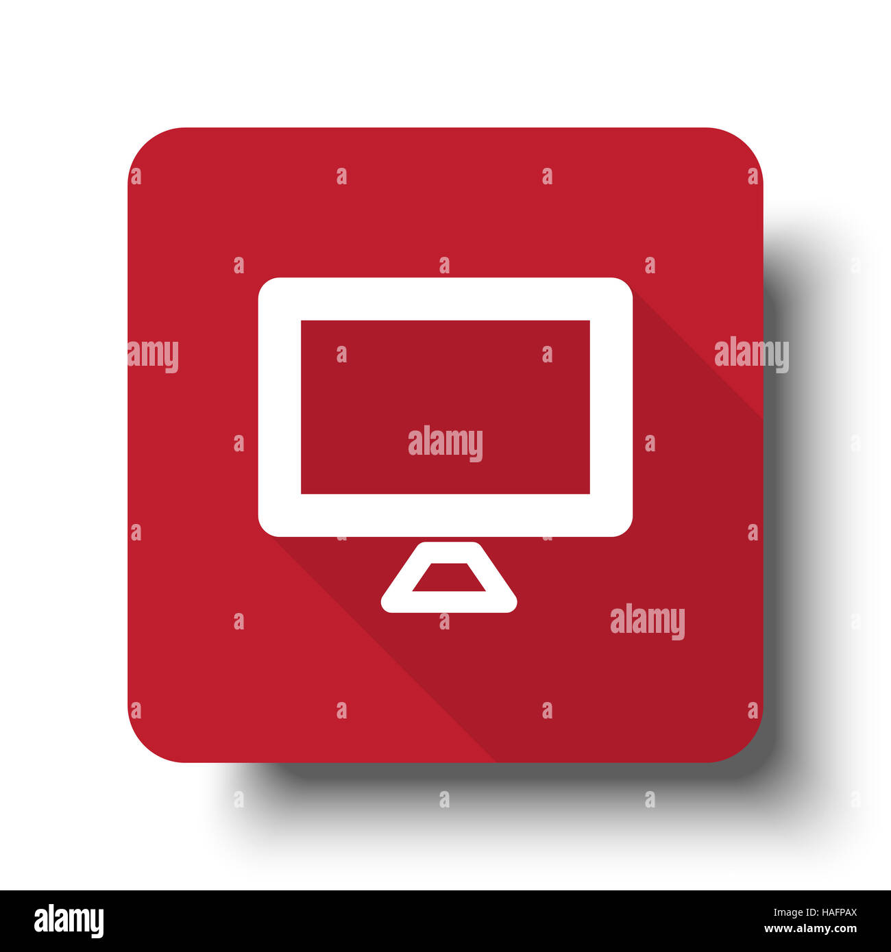 Computer piatto web schermo icona sul pulsante rosso con ombra Foto Stock