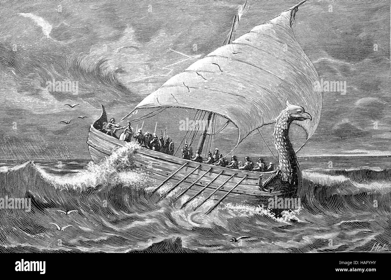 Il Greco antico nave mercantile, 350 BC, xilografia a partire dall'anno 1880 Foto Stock