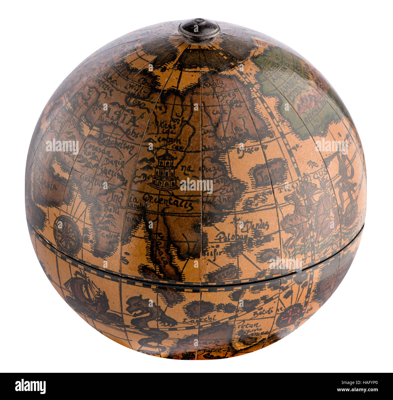 Vintage in legno globo terrestre Foto Stock