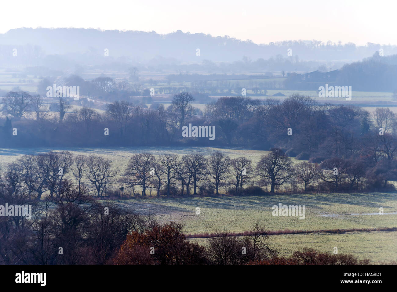 Arundel, West Sussex, Regno Unito. 30 Novembre, 2016. Un gelido mattina sulla Arun Valley, vicino a Arundel in West Sussex. Credito: Andrew Hasson/Alamy Live News Foto Stock