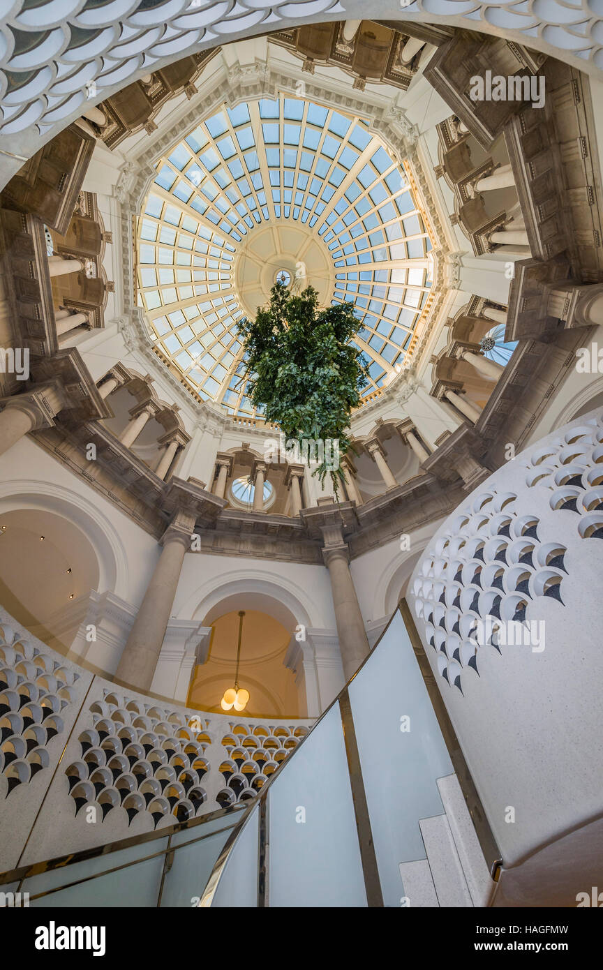 Londra, Regno Unito. 30 Novembre, 2016. Tate Britain albero di Natale nella Rotunda da Shirazeh Houshiary. L'installazione segna l inizio di una serie di eventi di gala alla Tate Britain nel fine settimana del 2 e 3 dicembre. Credito: Guy Bell/Alamy Live News Foto Stock