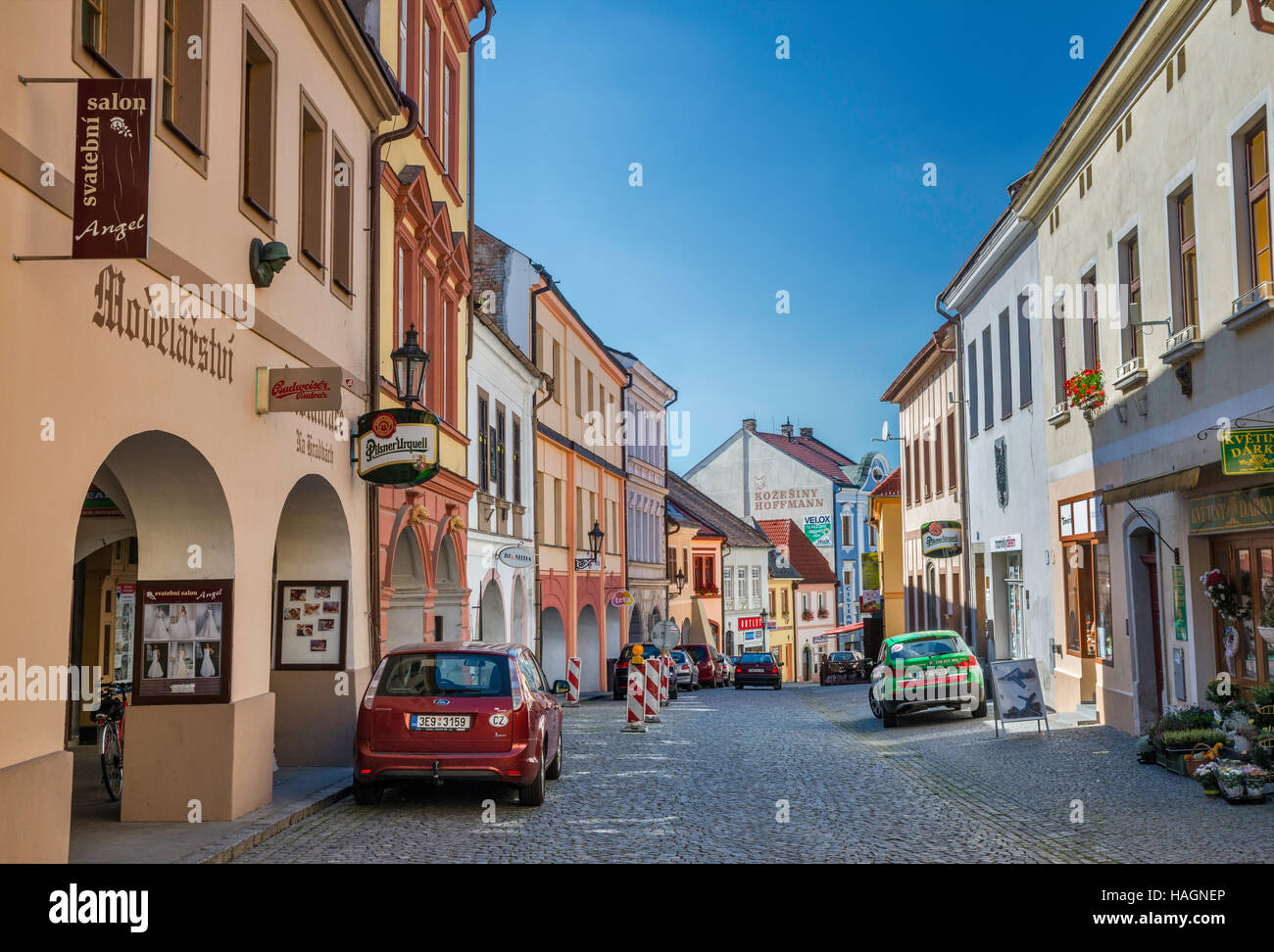 Stepankova Ulice in Chrudim, Bohemia Repubblica Ceca Foto Stock