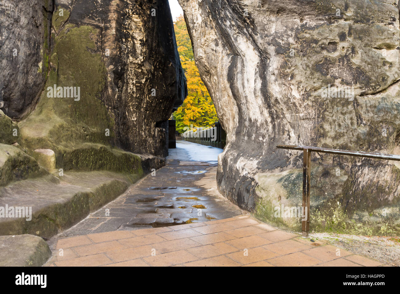 Bastei bridge sulle montagne di Sassonia Foto Stock