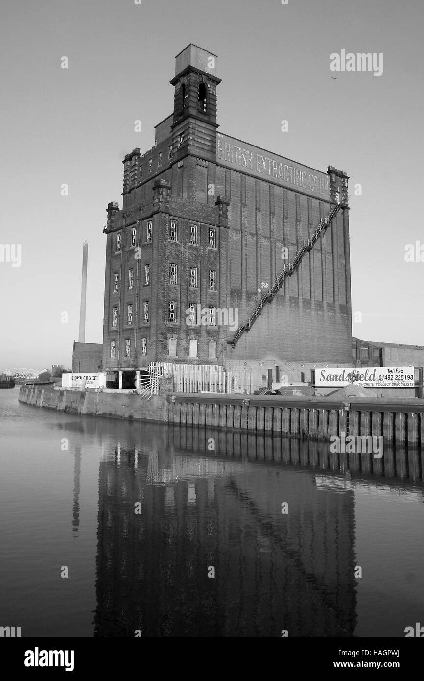 Il vecchio olio di semi di lino silo. Kingston upon Hull, città di cultura 2017. Scafo Foto Stock