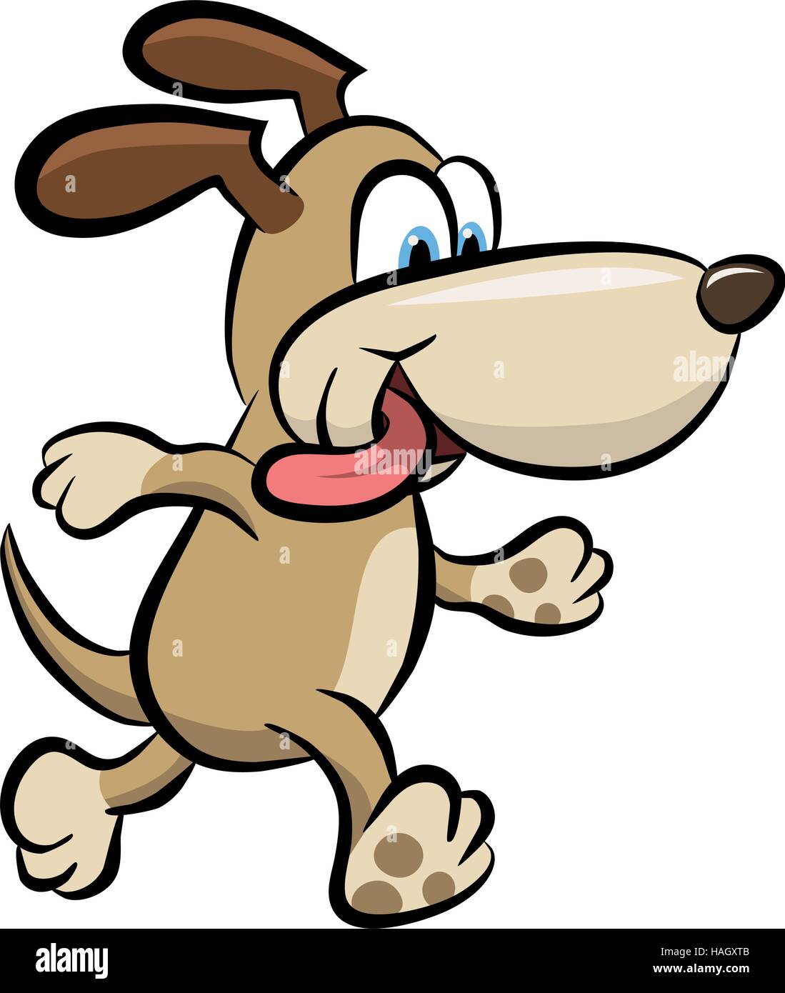 Vector cartoon di un Happy dog velocemente a piedi Illustrazione Vettoriale