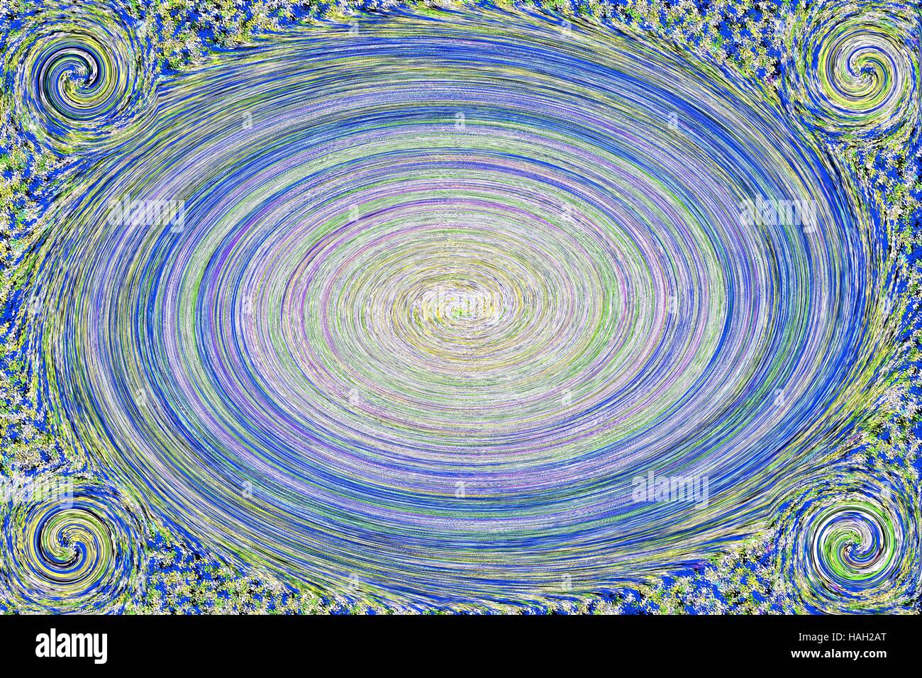 Semplice, moderno e astratto e multicolori di vortici o di turbolenza a sfondo blu, lilla, bianco e giallo. Foto Stock