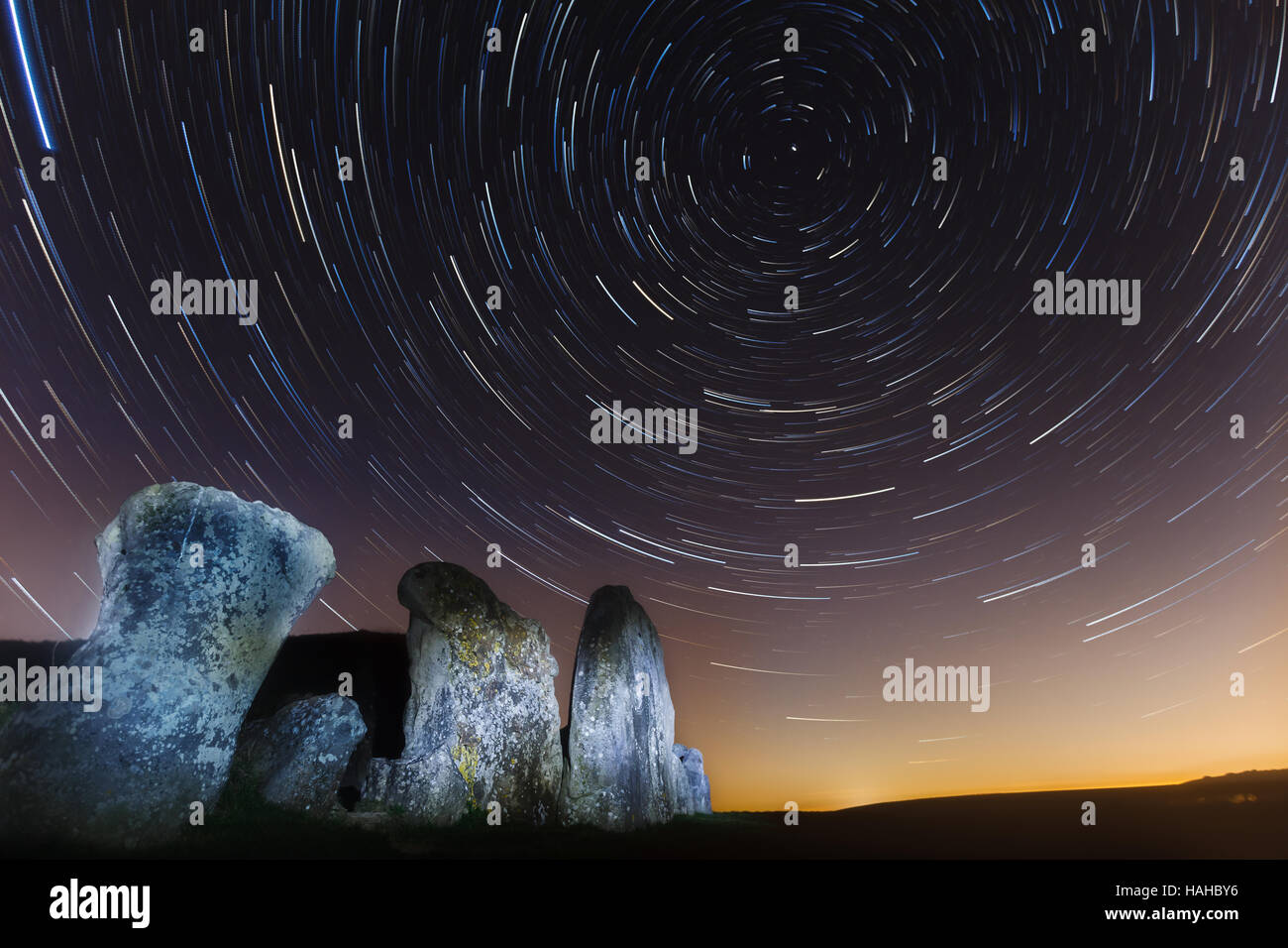 Camera Star. Le antiche stelle cerchio sopra West Kennet Long Barrow Neolitico una camera di sepoltura costruiti circa 3500BC Foto Stock