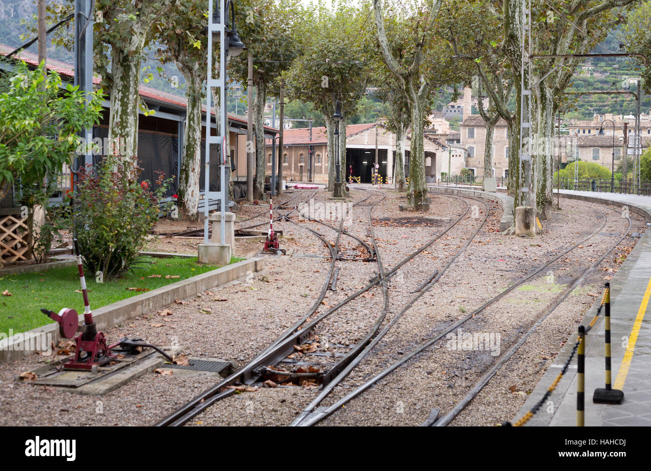 Deposito ferroviario in Palma de Sóller Foto Stock