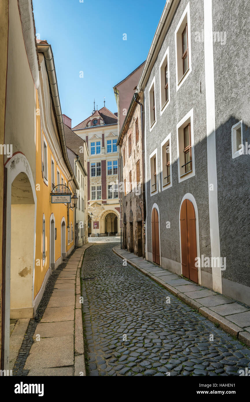 Città vecchia all'Obermarkt di Goerlitz, Sassonia, Germania Foto Stock