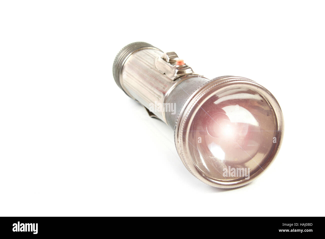 Torcia elettrica isolata su sfondo bianco Foto Stock