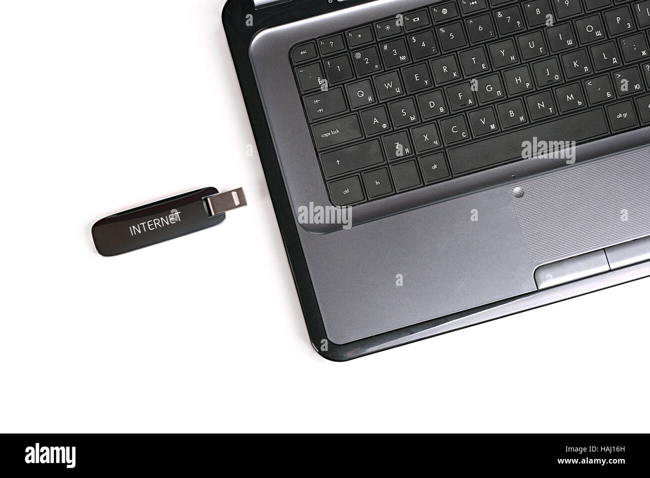 Computer portatile con connessione internet mobile Foto Stock