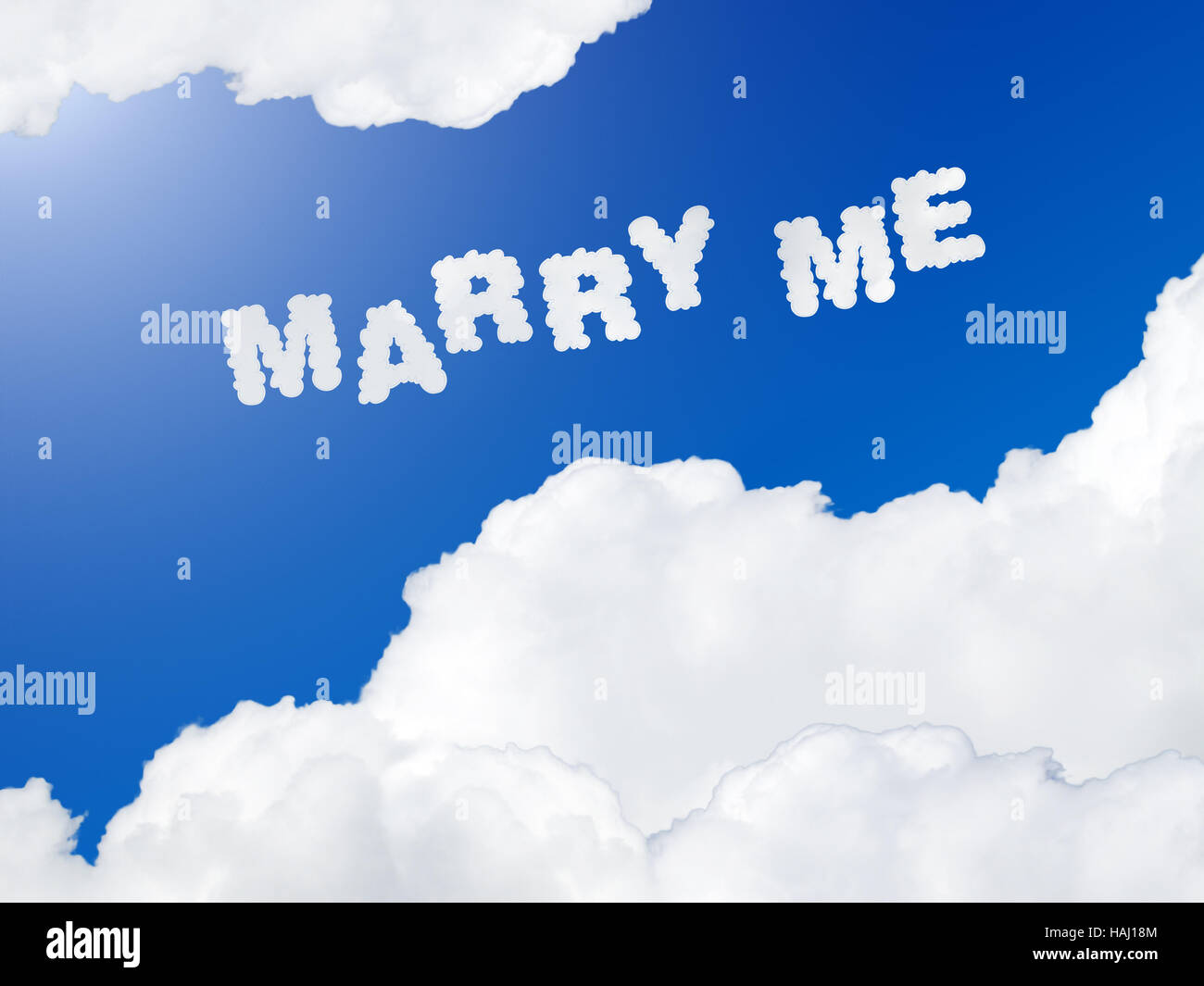 Marry Me testo nel cielo Foto Stock