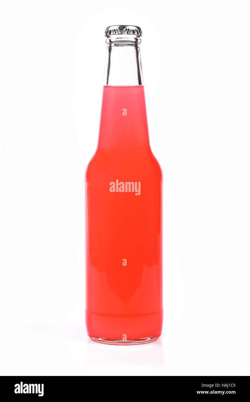 La bottiglia vuota con pink drink Foto Stock