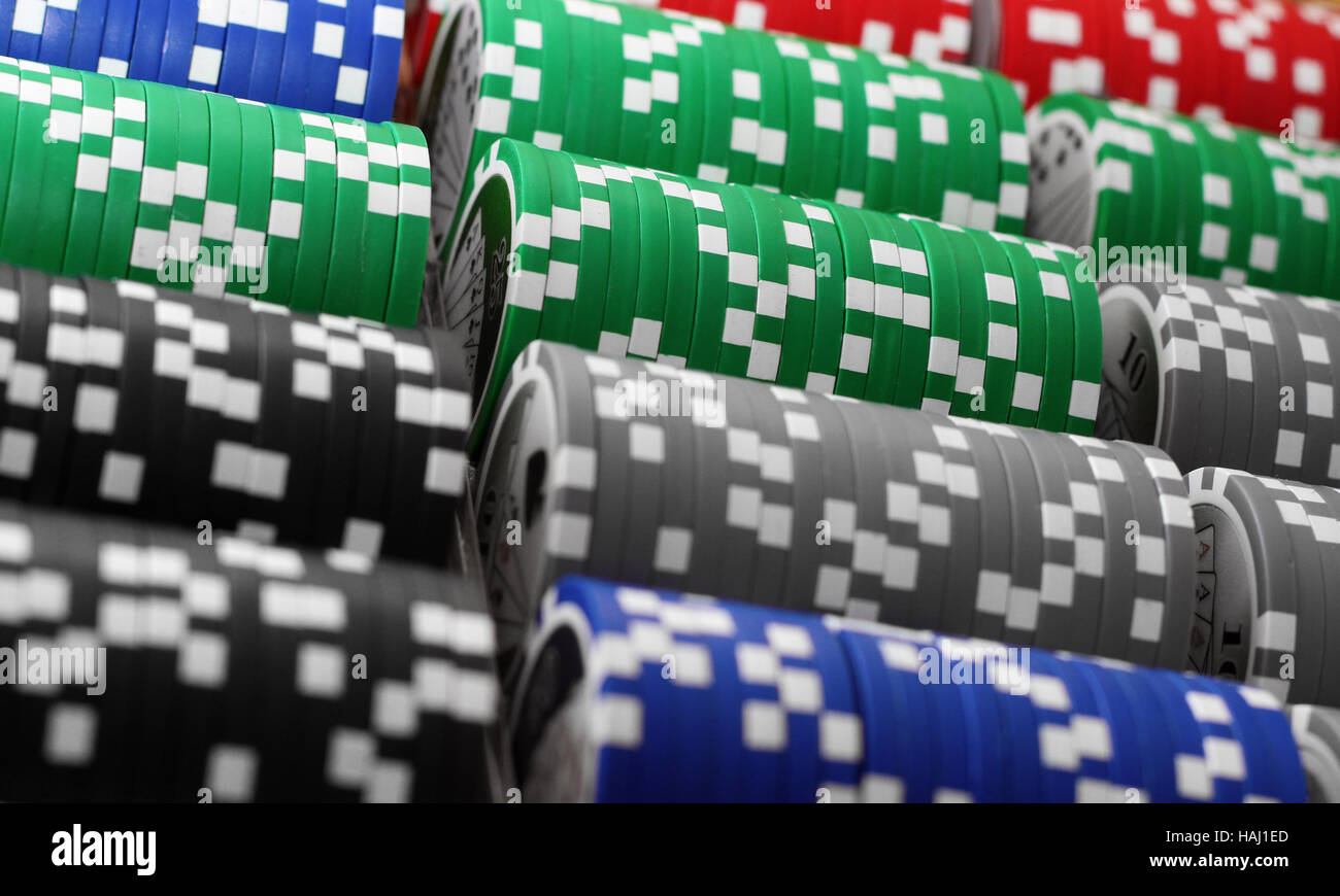 fiches da poker Foto Stock