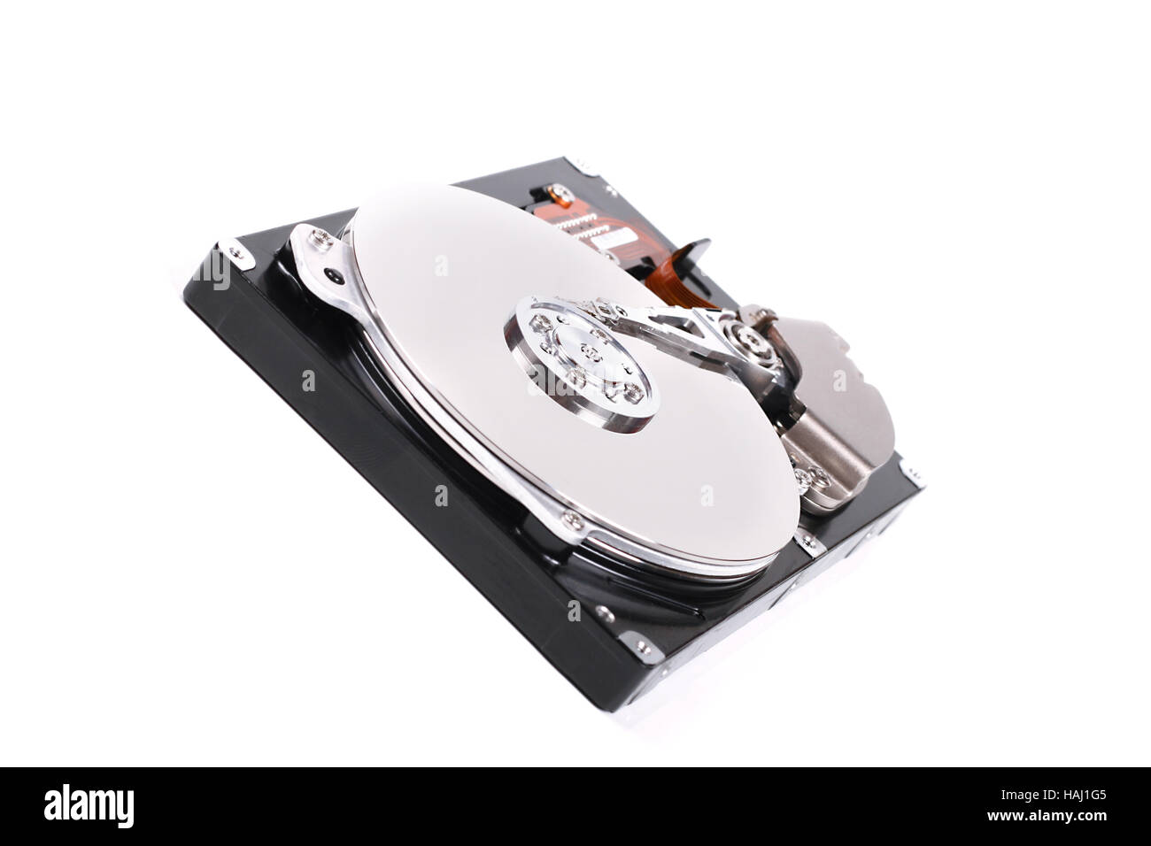 Sul disco rigido del PC isolati su sfondo bianco Foto Stock