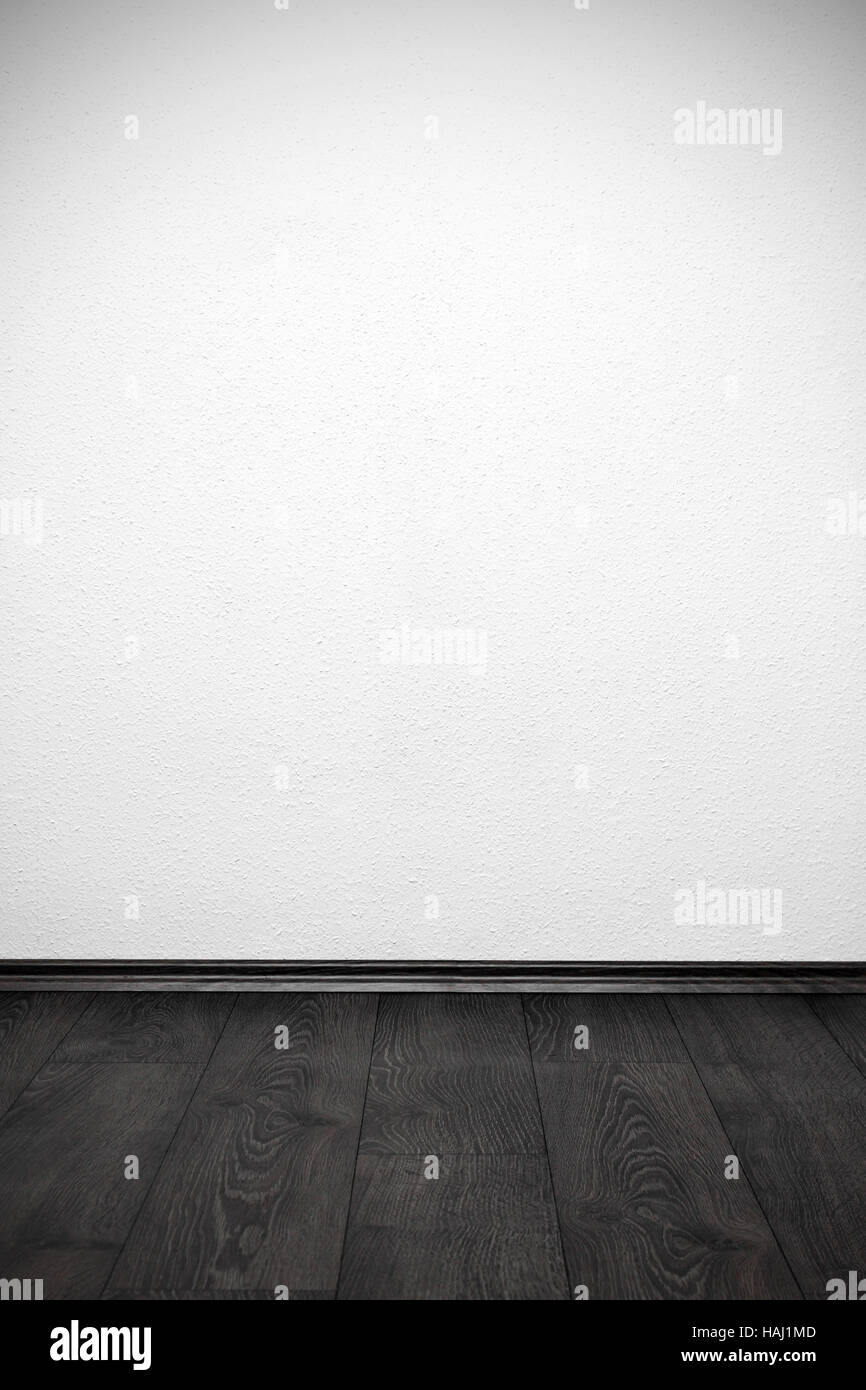 Blank muro bianco e pavimento in legno Foto Stock