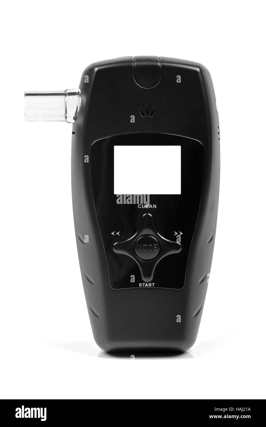 Respiro alcool tester isolati su sfondo bianco Foto Stock