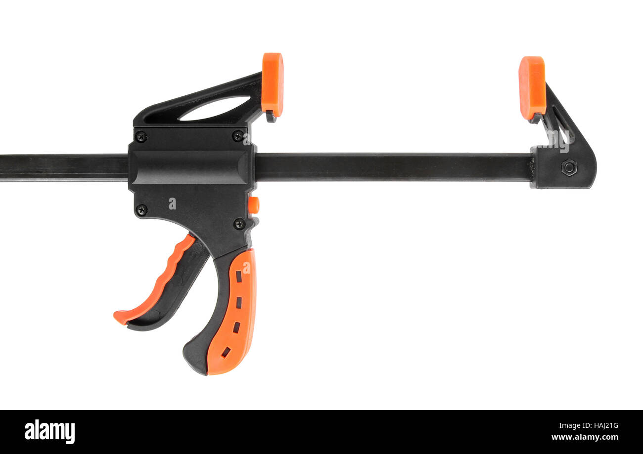 Costruzione morsetto isolato su bianco Foto Stock