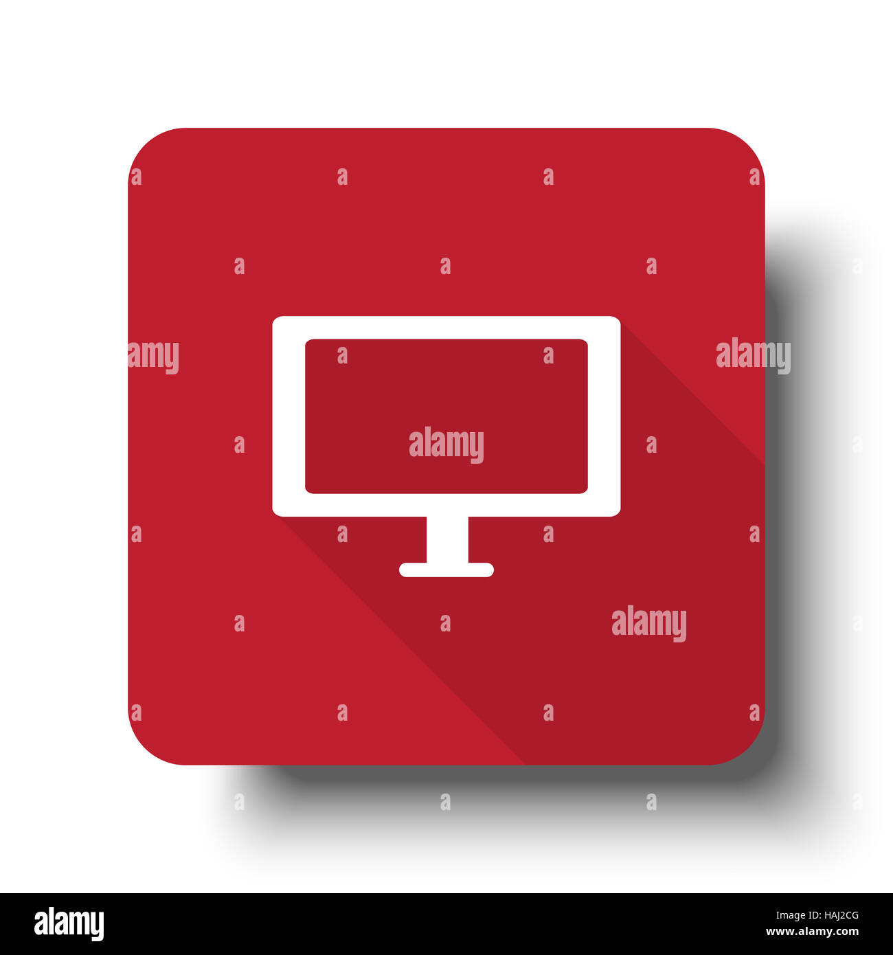 Computer piatto web schermo icona sul pulsante rosso con ombra Foto Stock