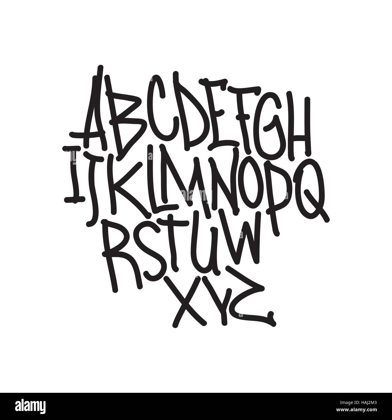 Alfabeto di vettore. Disegnata a mano lettere Illustrazione Vettoriale