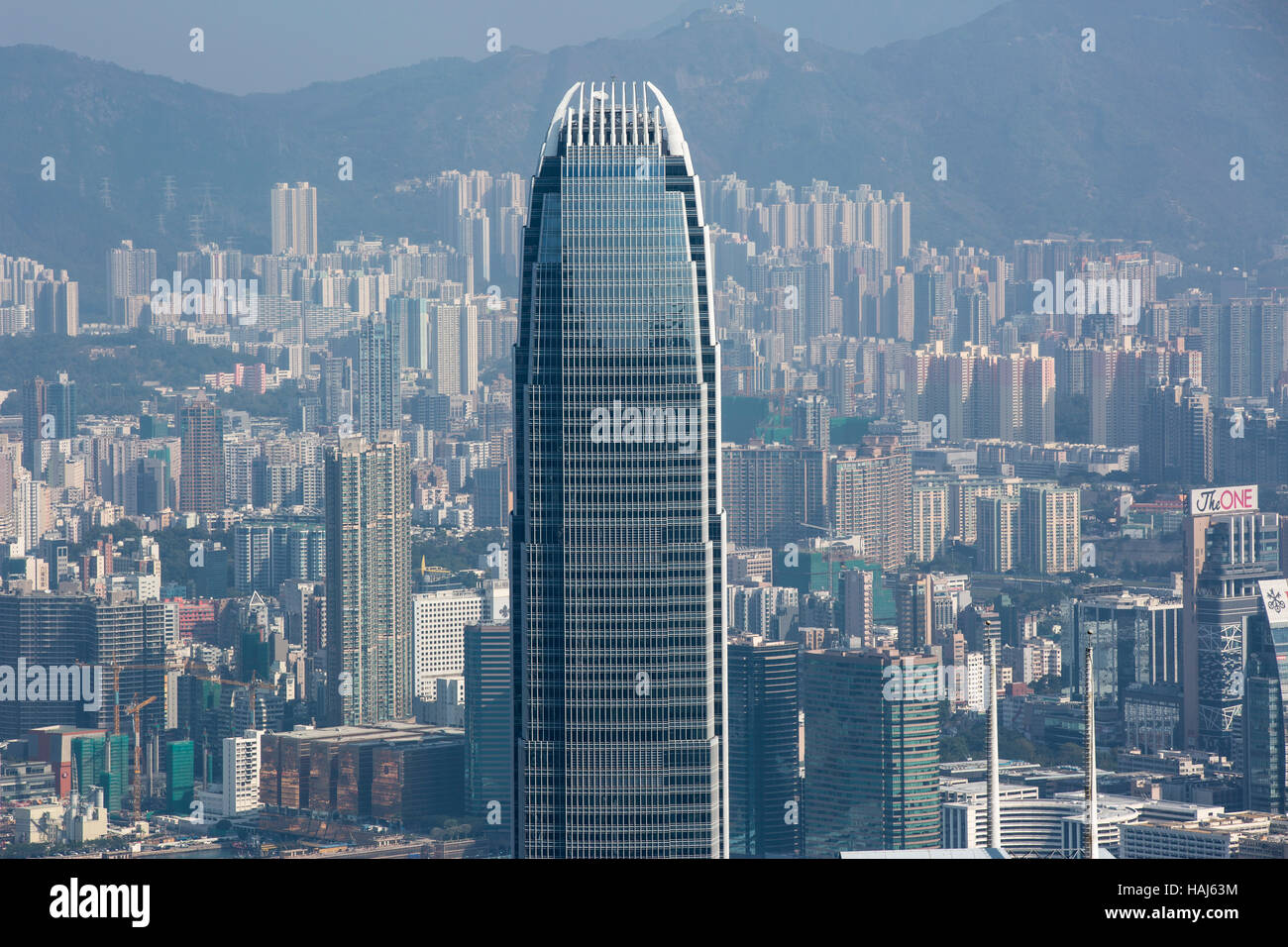 Vista dal Victoria Peak su Central, Isola di Hong Kong, Hong Kong, Cina, Asia Foto Stock