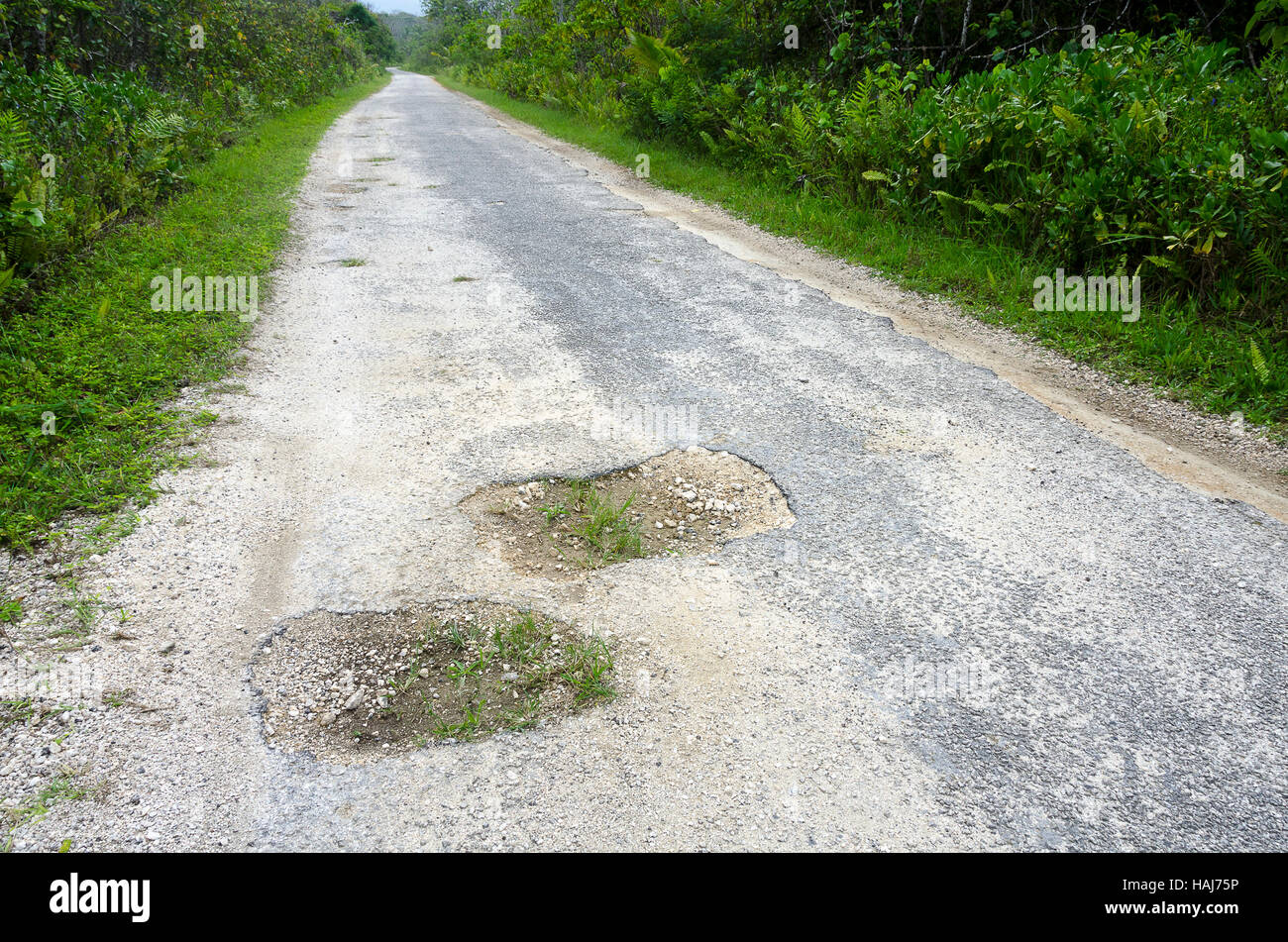 Strada di campagna con buche, Liku, Niue, South Pacific Oceania Foto Stock
