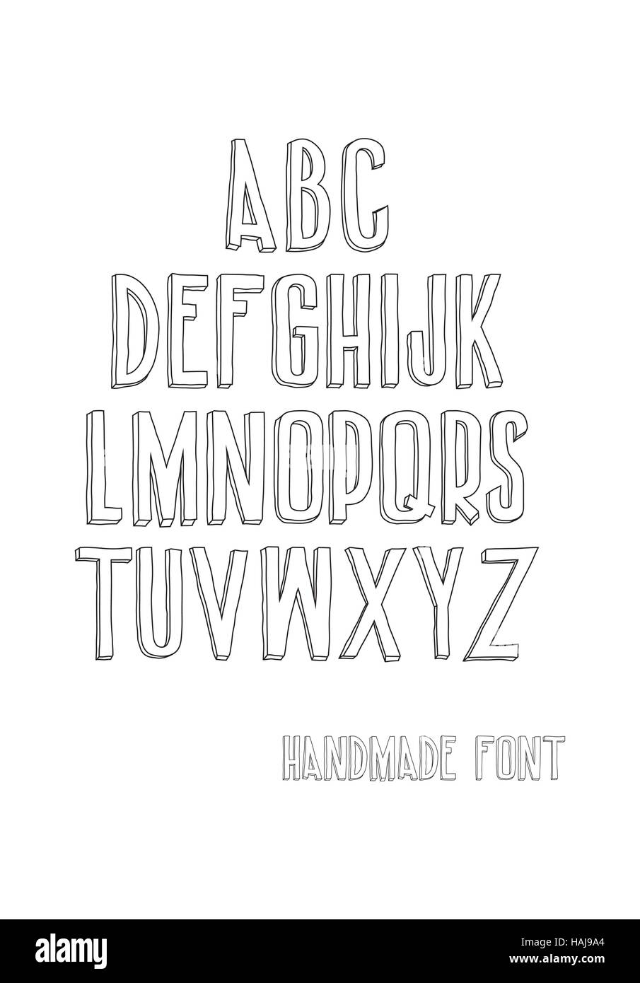 Lettere dell'alfabeto scritto con una mano Illustrazione Vettoriale