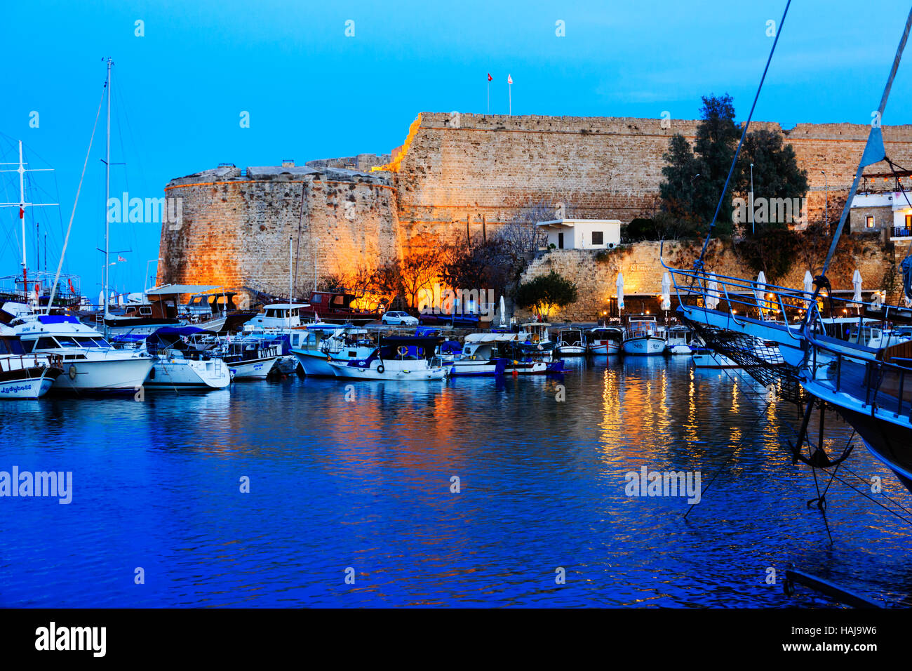 Kyrenia porto, la parte settentrionale di Cipro Foto Stock