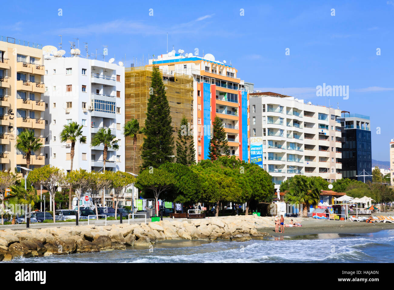 Hotel sul lungomare di Limassol, Cipro Foto Stock