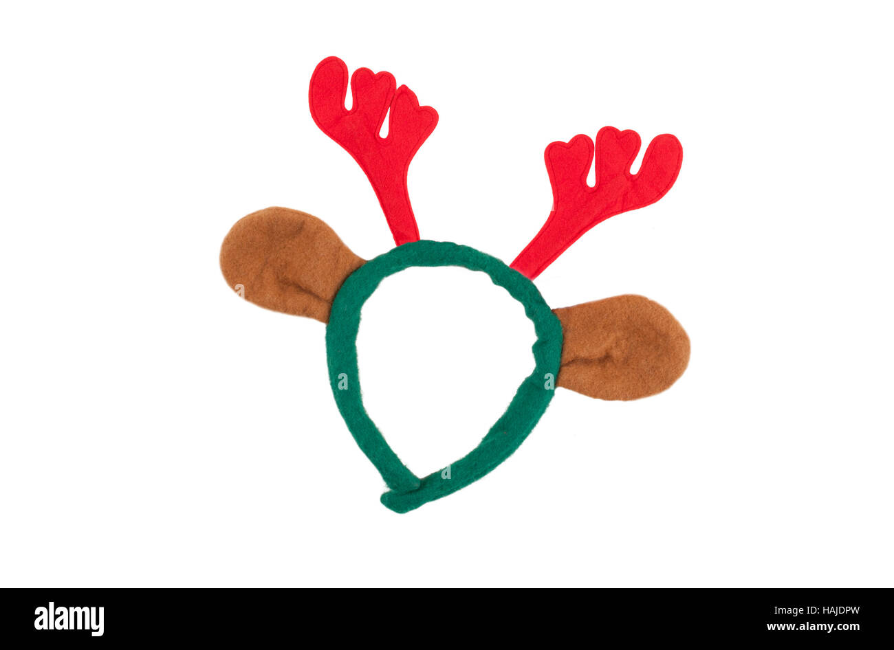Feltro di corna di renne e orecchie diadema, isolati su sfondo bianco Foto Stock