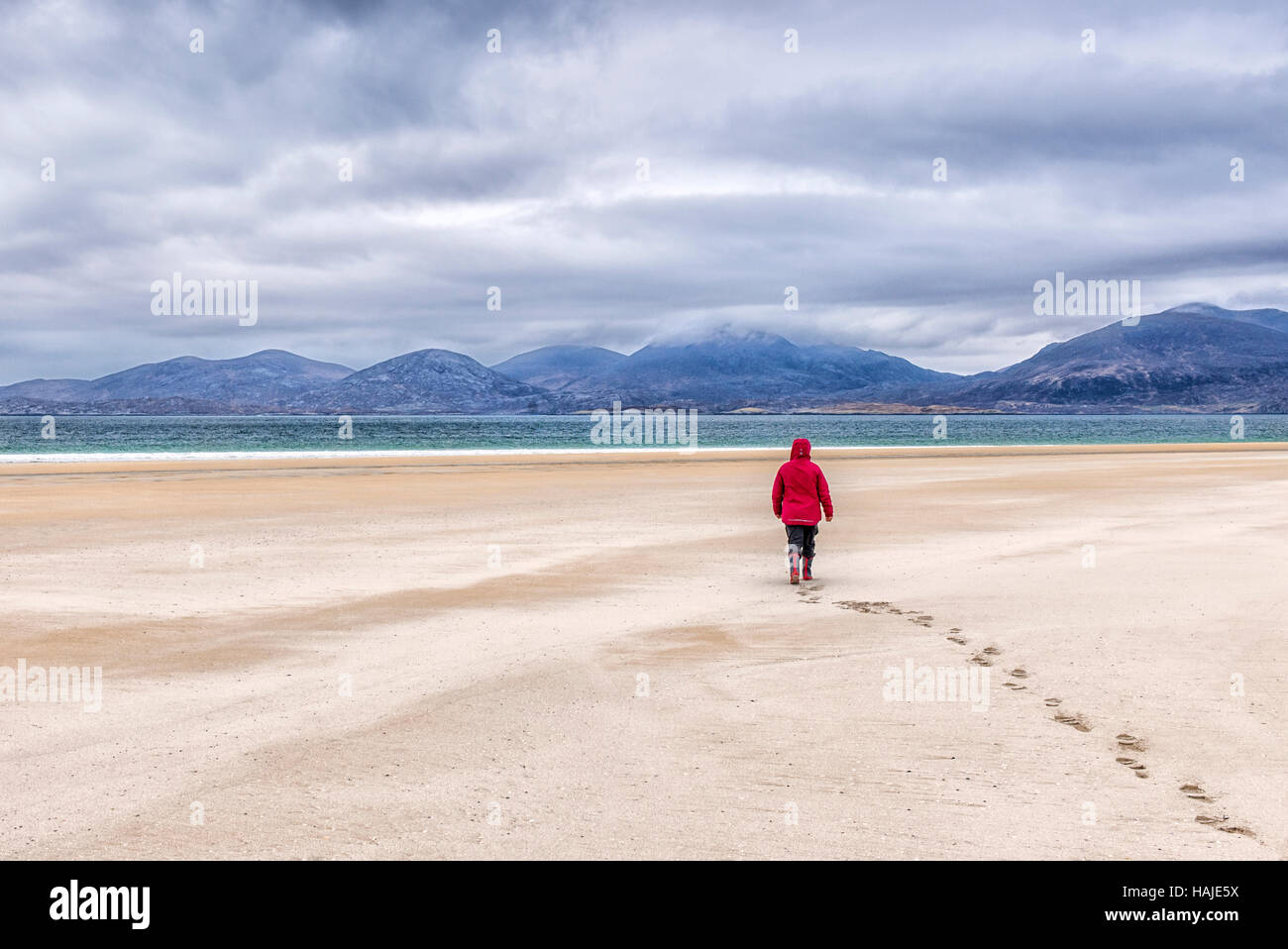 Luskentire (Losgaintir) beach, che è stato votato in Gran Bretagna da spiaggia migliore, Harris, Ebridi, Scozia Foto Stock