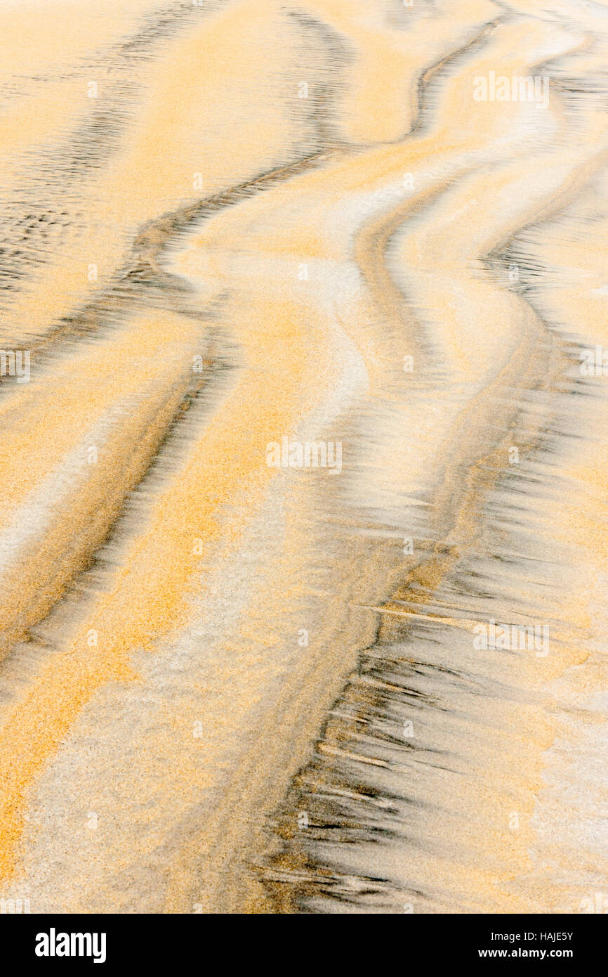 Modelli di sabbia su Luskentire (Losgaintir) spiaggia, Harris, Ebridi, Scozia Foto Stock