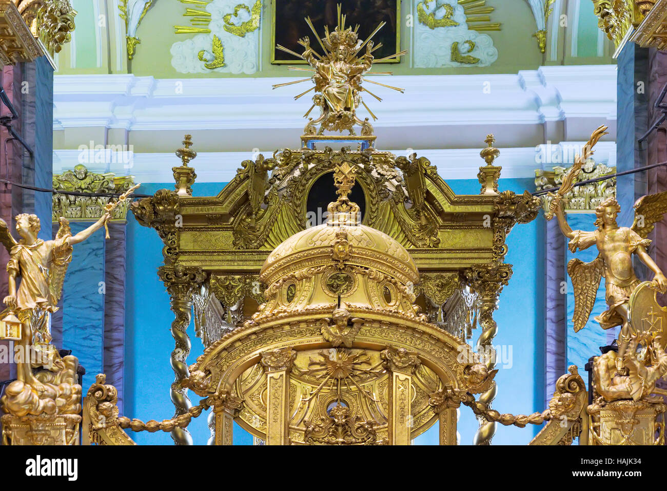 Golden chiesa interiore. San Pietroburgo. La Russia. Foto Stock