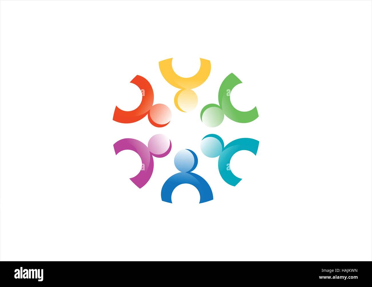 Lavoro di squadra logo, rete sociale icona,unione simbolo del team di design, illustrazione gruppo logotipo vettoriale Illustrazione Vettoriale