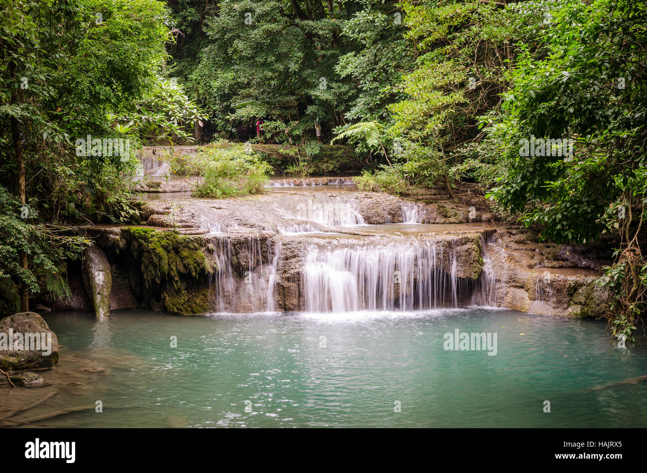 Cascate di Erawan (Thailandia) nel Parco Nazionale di Erawan Foto Stock