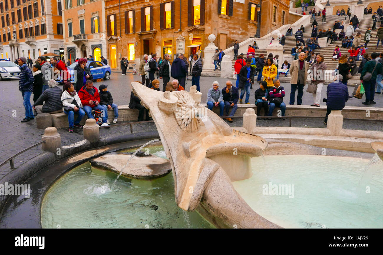 Le più importanti attrazioni turistiche di Roma - Piazza di Spagna a Piazza di Spagna Foto Stock