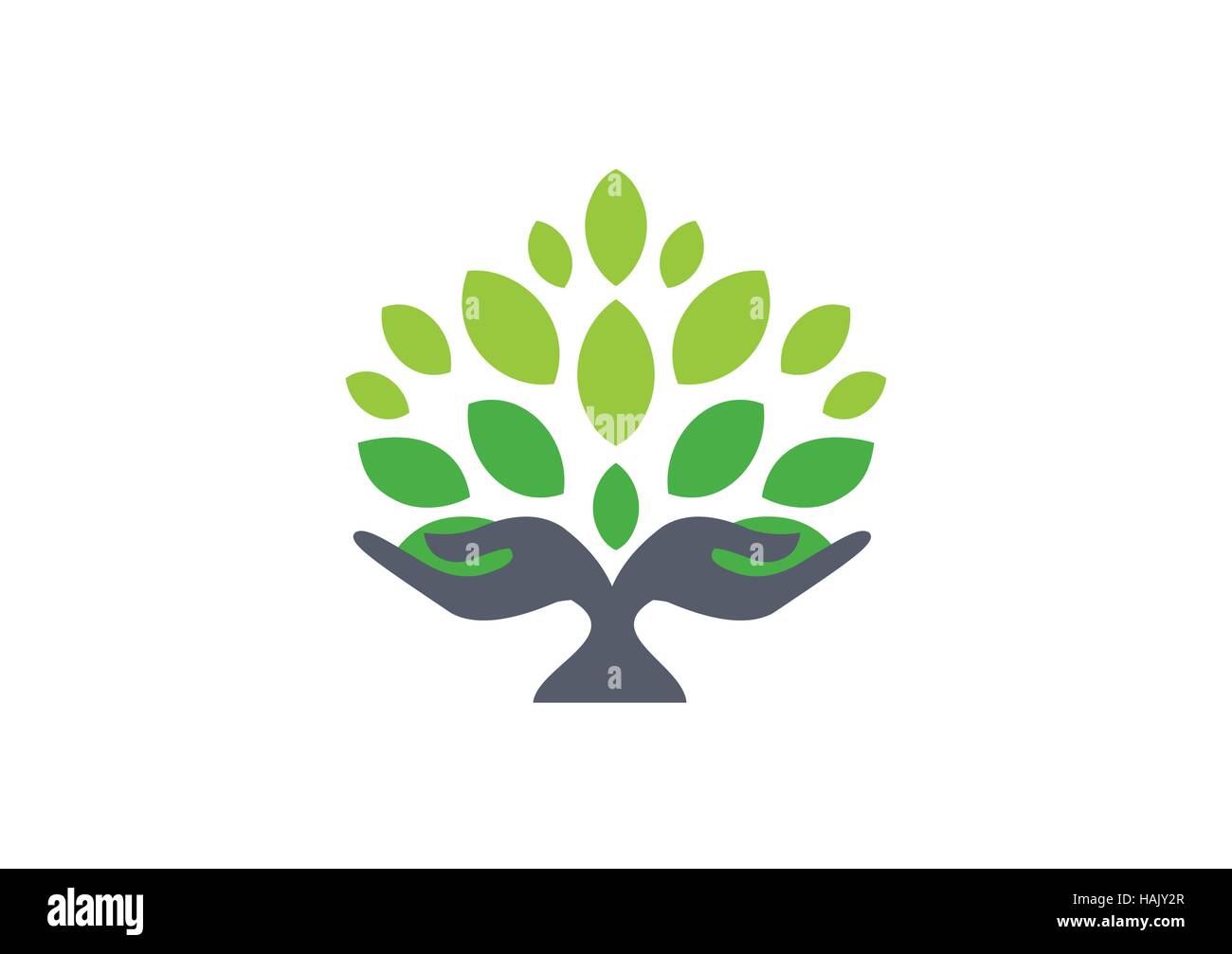 Albero logo a mano a mano la natura della struttura wellness salute concetto icona di simbolo, albero e illustrazione a mano template vettoriale design Illustrazione Vettoriale