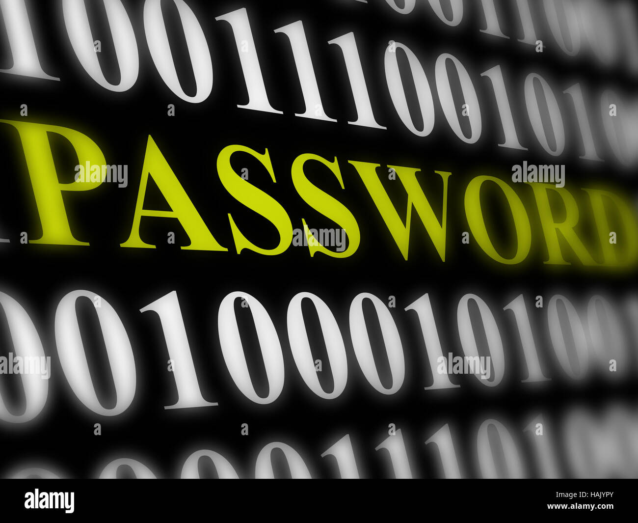 Password internet concetto di sicurezza - codice binario con testo Foto Stock
