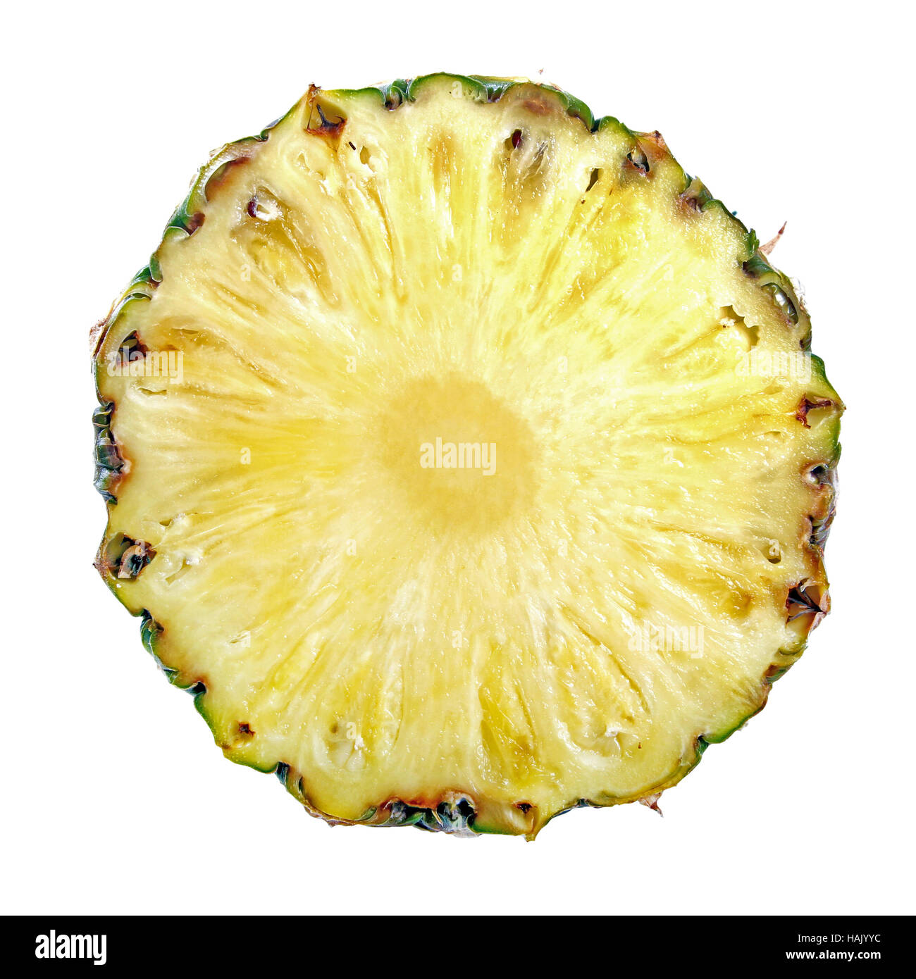 Fette di ananas isolato su bianco Foto Stock