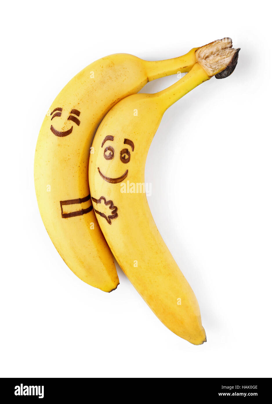 Le banane con smile, giovane nel concetto di amore Foto Stock