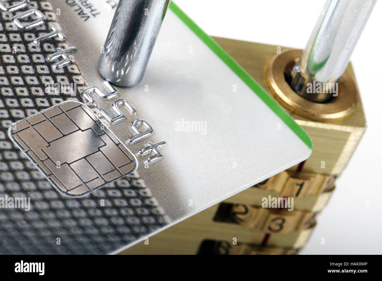 Close up di carta di credito e un lucchetto - Pagamento sicuro concetto Foto Stock