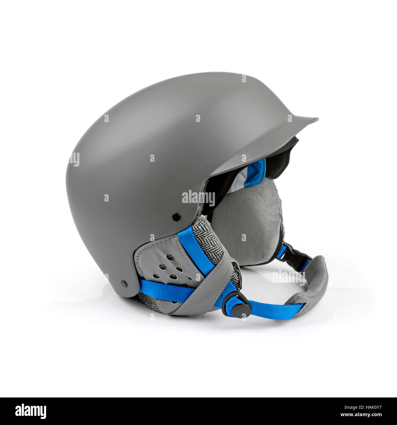 Casco grigio isolato su sfondo bianco Foto Stock