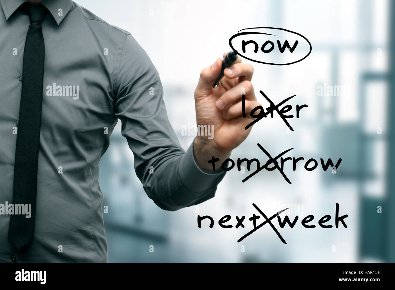 Senza indugio - farlo ora Foto Stock